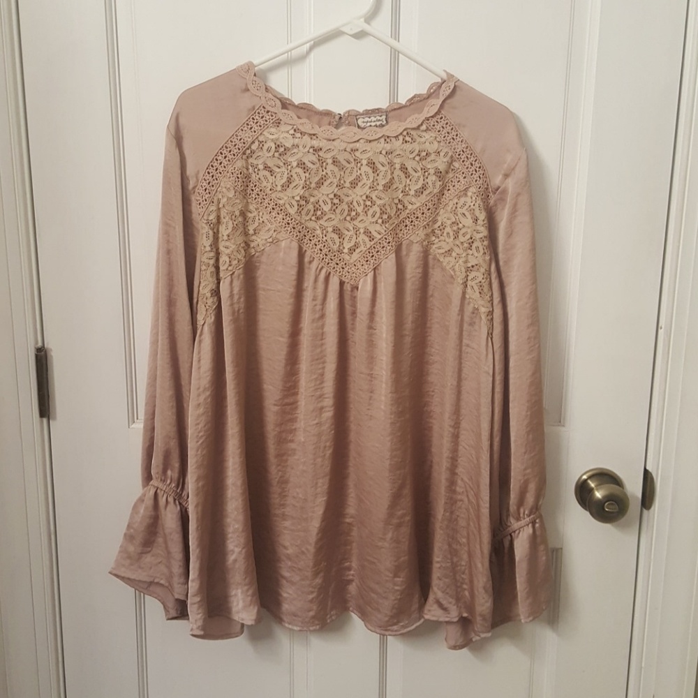 Gorgeous crushed satin blush pink top